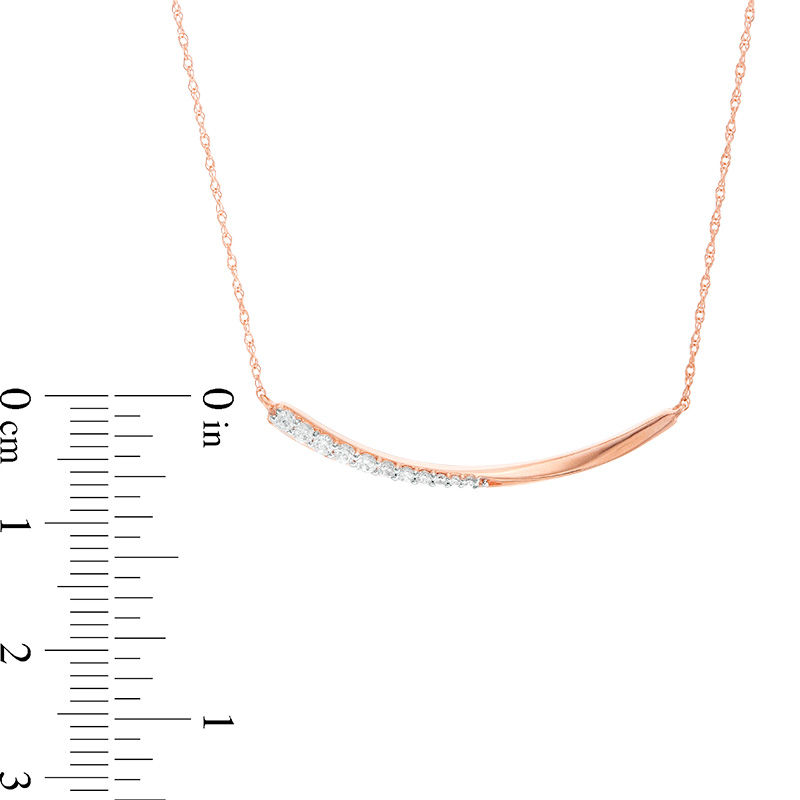 Main Image 3 of 1/6 CT. T.W. Diamond Twist Curved Bar Necklace in 10K Rose Gold