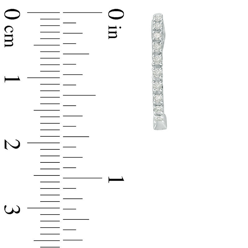 Main Image 3 of 1/4 CT. T.W. Diamond Inside-Out Hoop Earrings in 10K White Gold