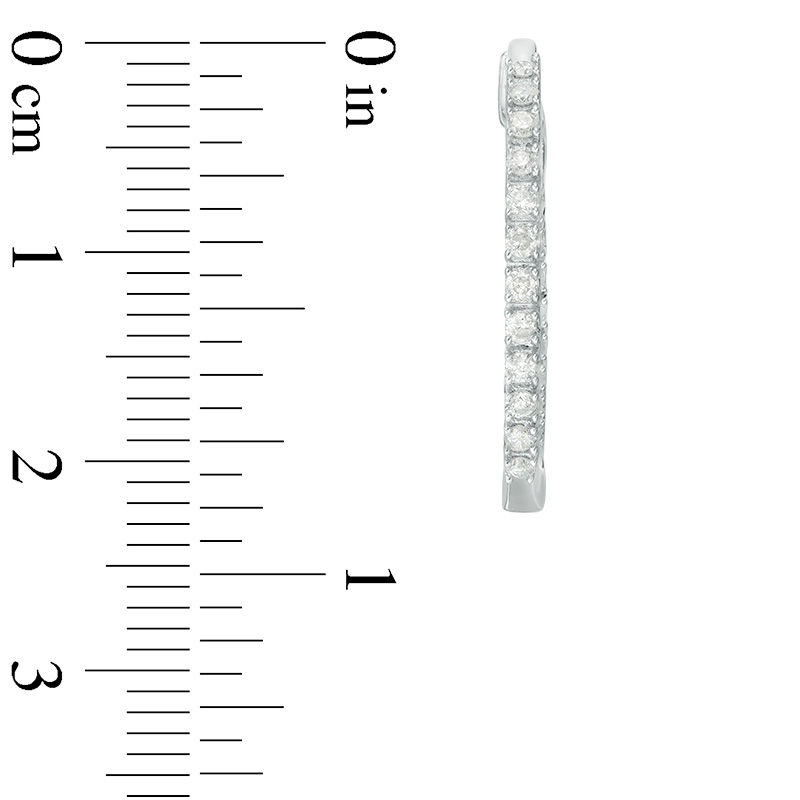 Main Image 3 of 1/2 CT. T.W. Diamond Inside-Out Hoop Earrings in 10K White Gold
