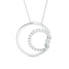 Thumbnail Image 1 of 1/4 CT. T.W. Diamond Double Circle Twist Pendant in 10K White Gold