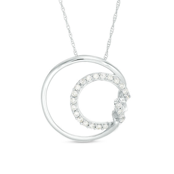 1/4 CT. T.w. Diamond Double Circle Twist Pendant in 10K White Gold