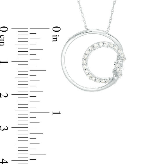 1/4 CT. T.w. Diamond Double Circle Twist Pendant in 10K White Gold
