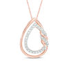 Thumbnail Image 1 of 1/4 CT. T.W. Diamond Double Teardrop Twist Pendant in 10K Rose Gold
