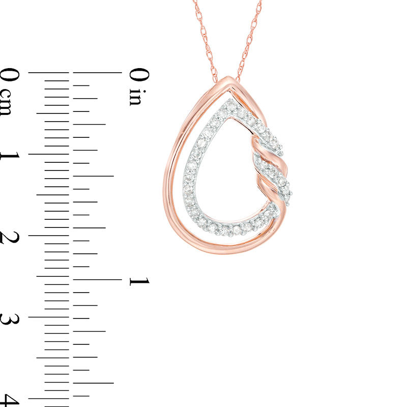 Main Image 2 of 1/4 CT. T.W. Diamond Double Teardrop Twist Pendant in 10K Rose Gold