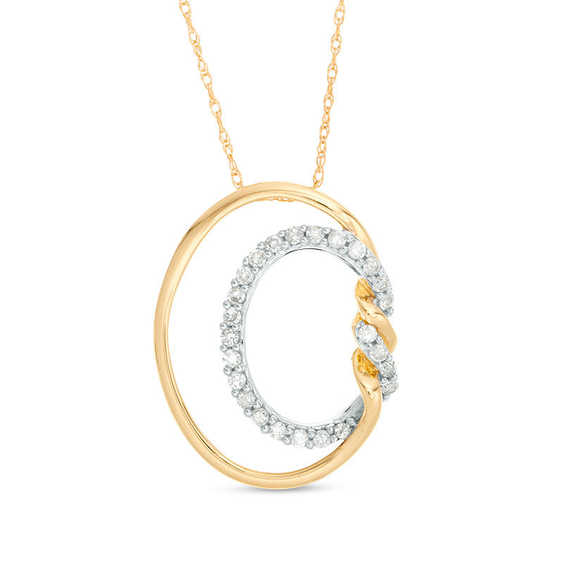 Main Image 1 of 1/5 CT. T.W. Diamond Oval Double Twist Pendant in 10K Gold