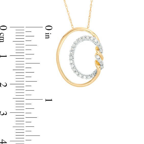 1/5 CT. T.w. Diamond Oval Double Twist Pendant in 10K Gold