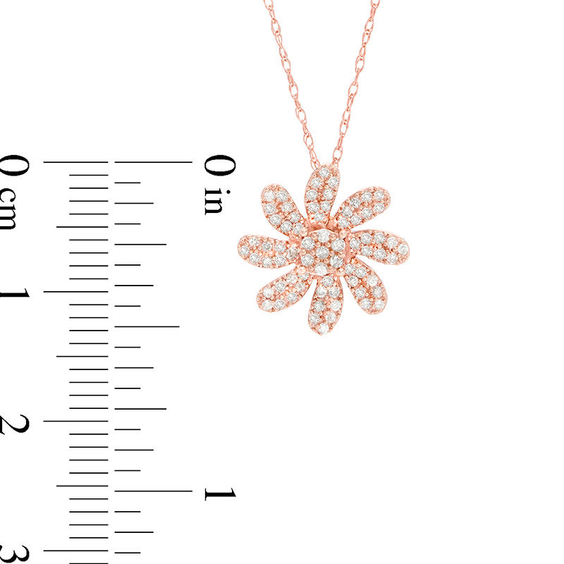 Main Image 2 of 1/4 CT. T.W. Composite Diamond Twirl Flower Pendant in 10K Rose Gold