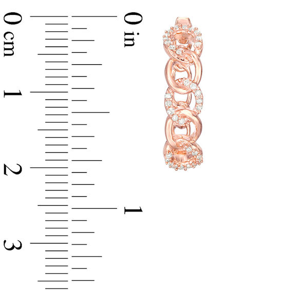 1/5 CT. T.w. Diamond Chain Link Hoop Earrings in 10K Rose Gold