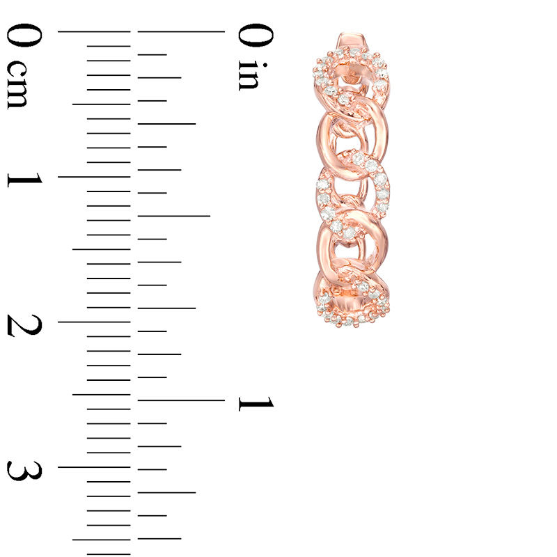 Main Image 3 of 1/5 CT. T.W. Diamond Chain Link Hoop Earrings in 10K Rose Gold