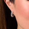 Thumbnail Image 2 of 3/8 CT. T.W. Diamond Greek Key Hoop Earrings in 10K White Gold