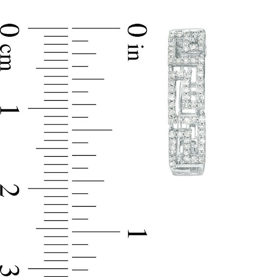 3/8 CT. T.w. Diamond Greek Key Hoop Earrings in 10K White Gold