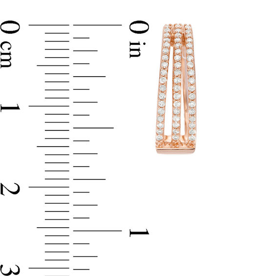 1/3 CT. T.w. Diamond Split Triple Row Hoop Earrings in 10K Rose Gold