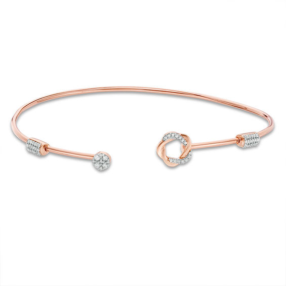 1/5 CT. T.W. Diamond Rose Flex Bangle in 10K Rose Gold | Zales