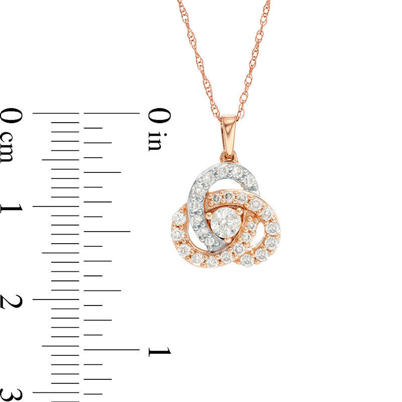 Main Image 2 of 1/2 CT. T.W. Diamond Celtic Knot Pendant in 10K Rose Gold
