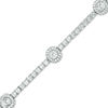 Thumbnail Image 1 of 5.0mm Lab-Created White Sapphire Five Stone Station Bracelet in Sterling Silver - 7.25"