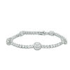 Thumbnail Image 2 of 5.0mm Lab-Created White Sapphire Five Stone Station Bracelet in Sterling Silver - 7.25"