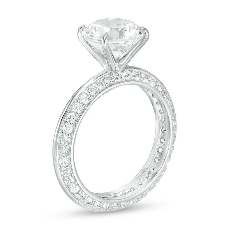 Main Image 2 of 9.0mm Lab-Created White Sapphire Eternity Shank Ring in Sterling Silver