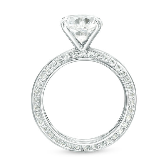 9.0mm Lab-Created White Sapphire Eternity Shank Ring in Sterling Silver