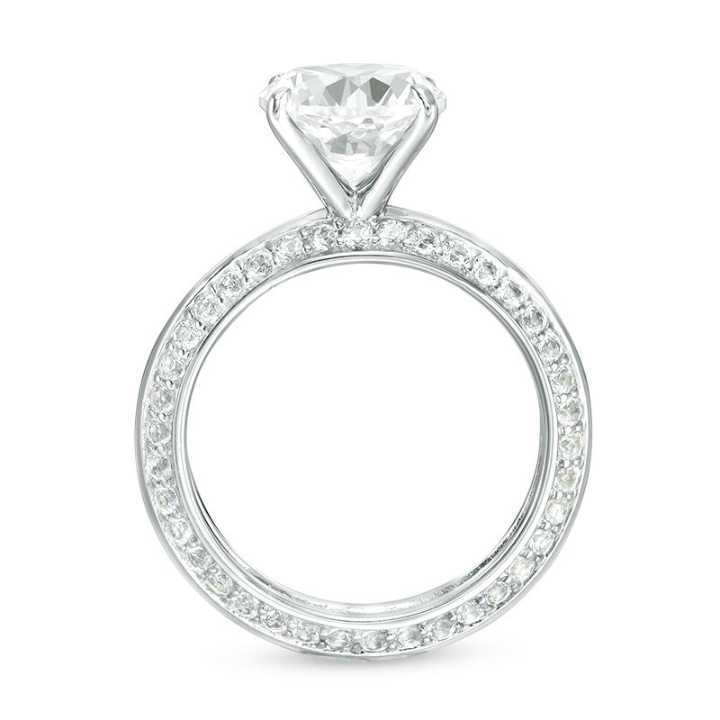 Main Image 3 of 9.0mm Lab-Created White Sapphire Eternity Shank Ring in Sterling Silver