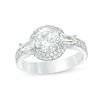 Thumbnail Image 1 of 7.0mm Lab-Created White Sapphire Frame Three Stone Vintage-Style Ring in Sterling Silver