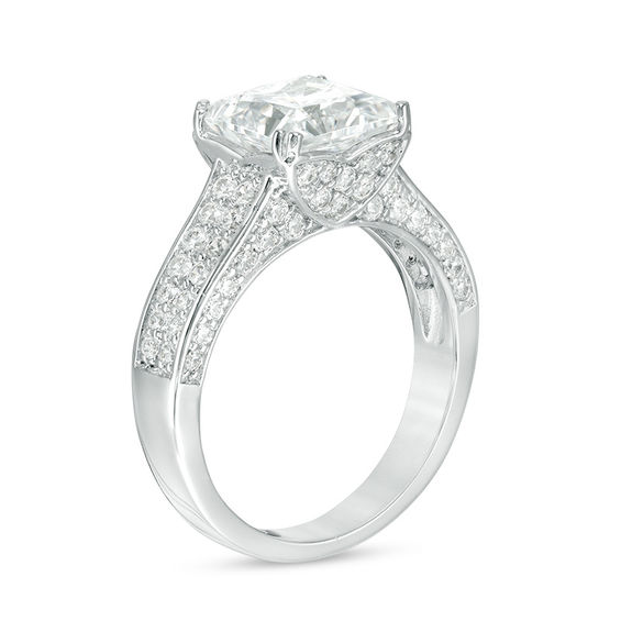 8.0mm Princess-Cut Lab-Created White Sapphire Ring in Sterling Silver