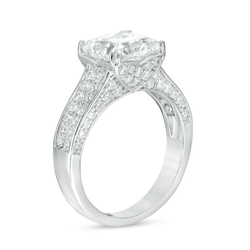 8.0mm Princess-Cut Lab-Created White Sapphire Ring in Sterling Silver