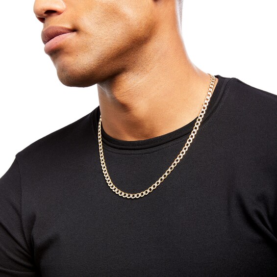 Made in Italy Men's 6.0mm Diamond-Cut Curb Chain Necklace in Hollow 10K Two-Tone Gold - 22"