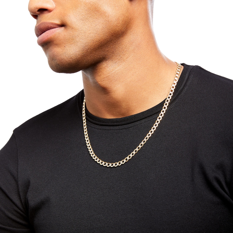 Made in Italy Men's 6.0mm Diamond-Cut Curb Chain Necklace in Hollow 10K Two-Tone Gold - 22"