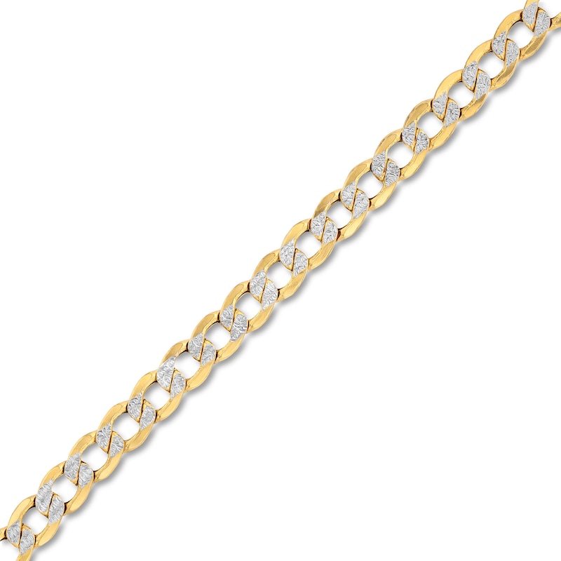 Made in Italy Men's 6.0mm Diamond-Cut Curb Chain Bracelet in Hollow 10K Two-Tone Gold - 8.5"