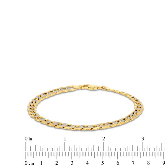 Made in Italy Men's 6.0mm Diamond-Cut Curb Chain Bracelet in Hollow 10K Two-Tone Gold - 8.5"