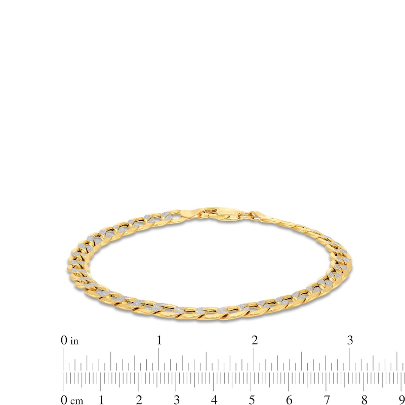 Made in Italy Men's 6.0mm Diamond-Cut Curb Chain Bracelet in Hollow 10K Two-Tone Gold - 8.5"