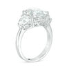 Thumbnail Image 2 of Cushion-Cut Lab-Created White Sapphire Three Stone Filigree Ring in Sterling Silver