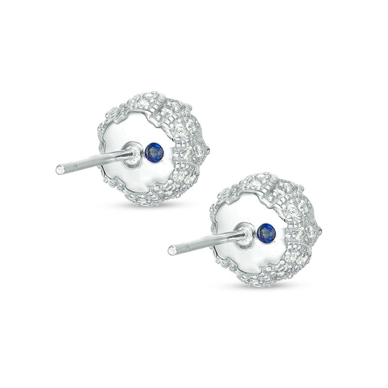 Main Image 2 of 6.5mm Lab-Created White Sapphire Vintage-Style Stud Earrings in Sterling Silver