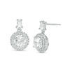 Thumbnail Image 0 of 7.0mm Lab-Created White Sapphire Frame Drop Earrings in Sterling Silver