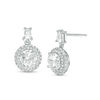 Thumbnail Image 1 of 7.0mm Lab-Created White Sapphire Frame Drop Earrings in Sterling Silver