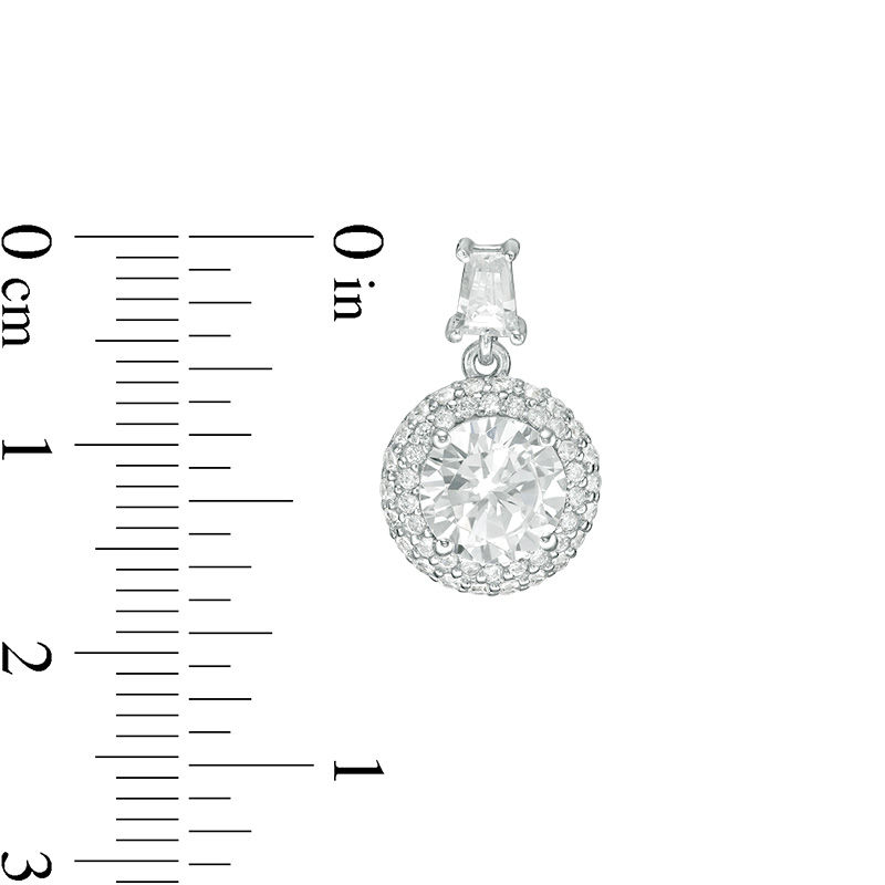Main Image 2 of 7.0mm Lab-Created White Sapphire Frame Drop Earrings in Sterling Silver