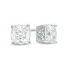 Thumbnail Image 0 of 7.0mm Cushion-Cut Lab-Created White Sapphire Solitaire Scallop Stud Earrings in Sterling Silver