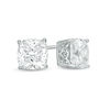 Thumbnail Image 1 of 7.0mm Cushion-Cut Lab-Created White Sapphire Solitaire Scallop Stud Earrings in Sterling Silver