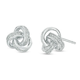 1/6 CT. T.W. Diamond Love Knot Stud Earrings in Sterling Silver