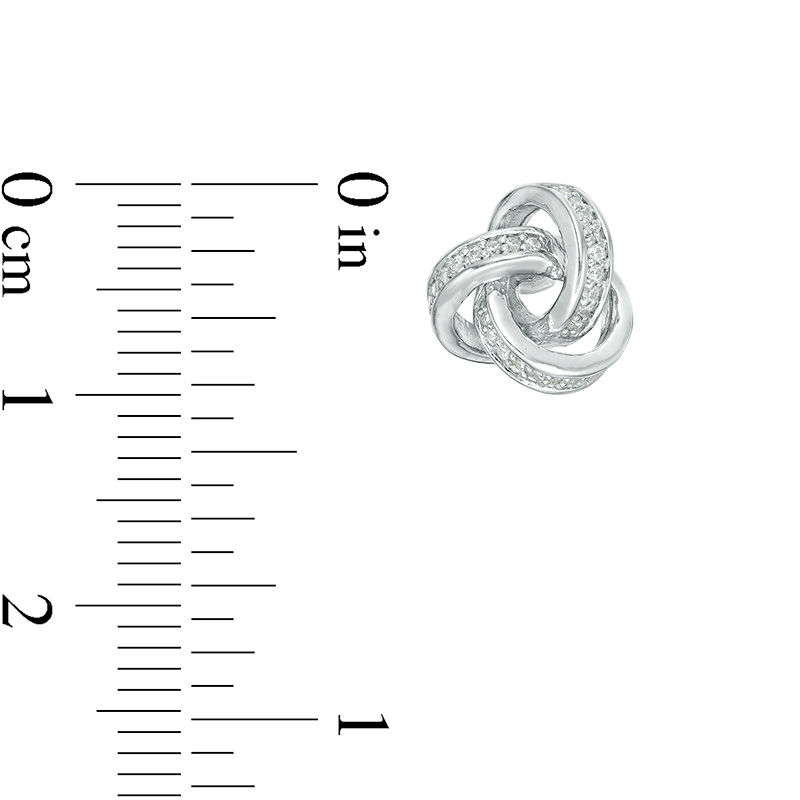 Main Image 2 of 1/6 CT. T.W. Diamond Love Knot Stud Earrings in Sterling Silver