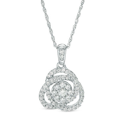 1 2 Ct T W Diamond Frame Love Knot Pendant In 10k White Gold Zales