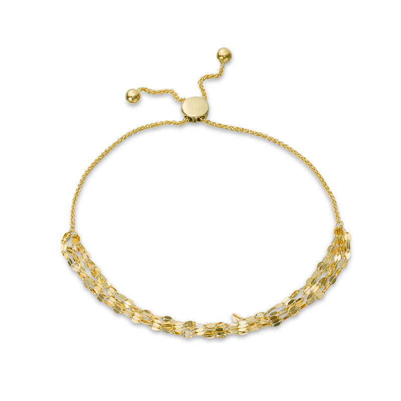 Main Image 1 of Made in Italy Layered Mirror Chain Bolo Bracelet in 14K Gold - 9.5"