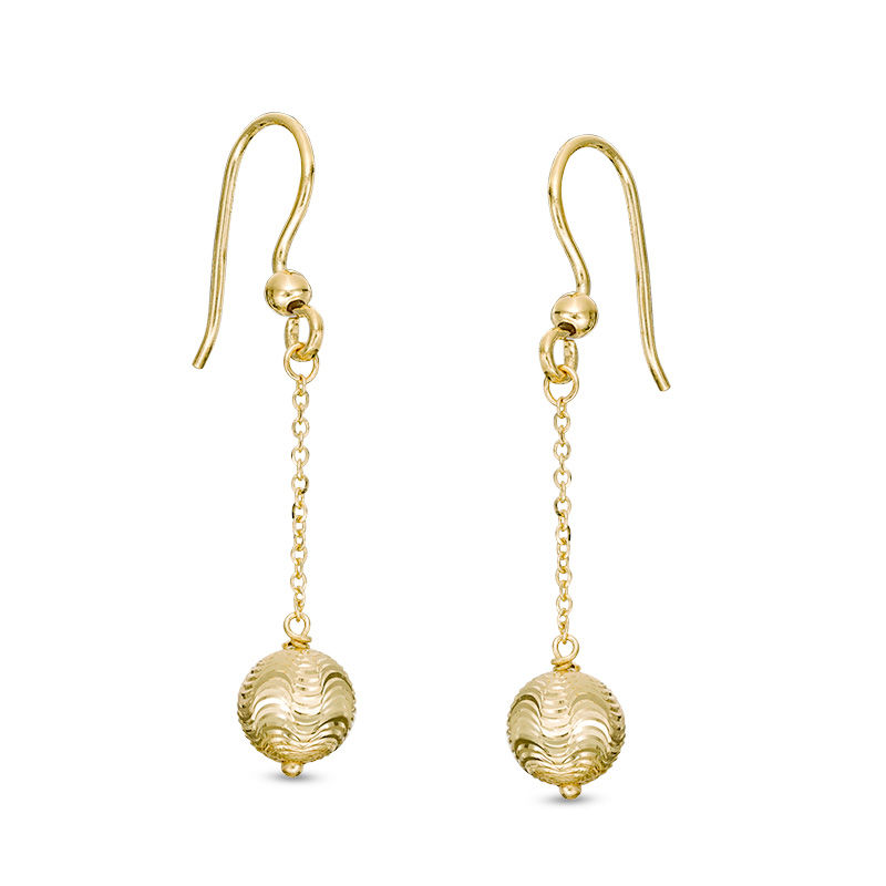 Main Image 1 of Made in Italy Diamond-Cut Bead Chain Drop Earrings in 14K Gold