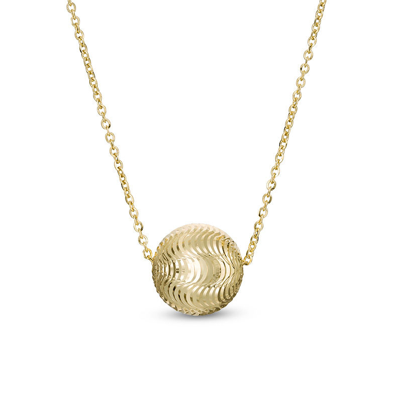 Main Image 1 of Made in Italy 12.0mm Diamond-Cut Ball Pendant in 14K Gold - 17.5"