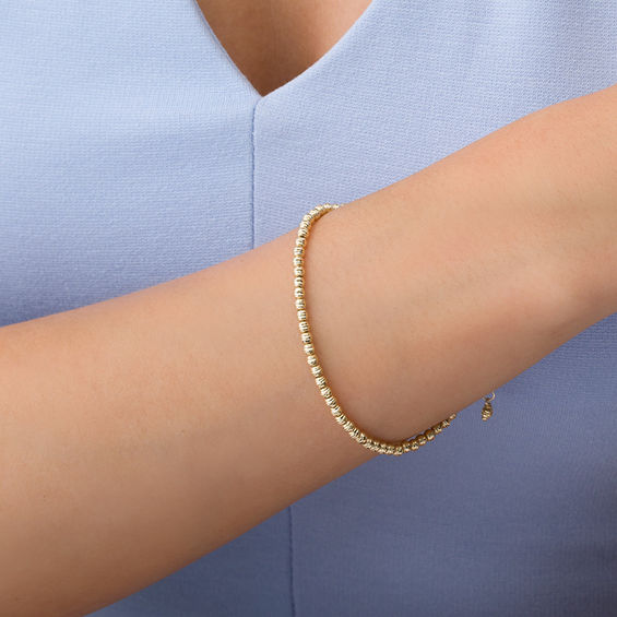 Made in Italy Diamond-Cut Bead Bracelet in 14K Gold - 8.0"