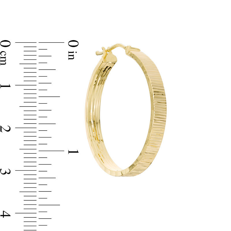 Main Image 3 of Made in Italy 25.0mm Diamond-Cut Inside-Out Hoop Earrings in 14K Gold