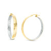 Thumbnail Image 1 of Made in Italy 30.0mm Diamond-Cut Inside-Out Hoop Earrings in 14K Two-Tone Gold