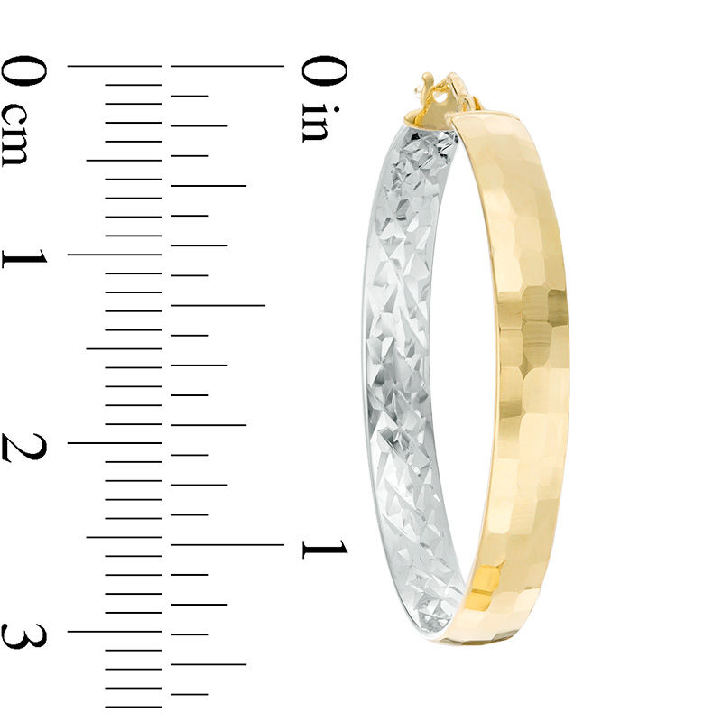 Main Image 2 of Made in Italy 30.0mm Diamond-Cut Inside-Out Hoop Earrings in 14K Two-Tone Gold