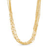 Thumbnail Image 1 of Made in Italy Diamond-Cut Beaded Multi-Row Mesh Chain Necklace in 14K Gold