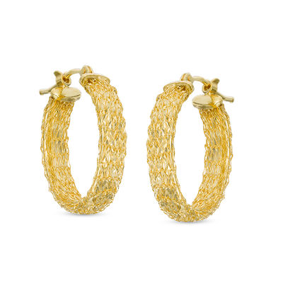Real 14kt Yellow Gold Mesh Hoop Earrings